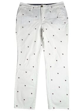 Tommy Hilfiger Hampton Heritage Chino Heart Flag Embroidered White‎ Sz 10